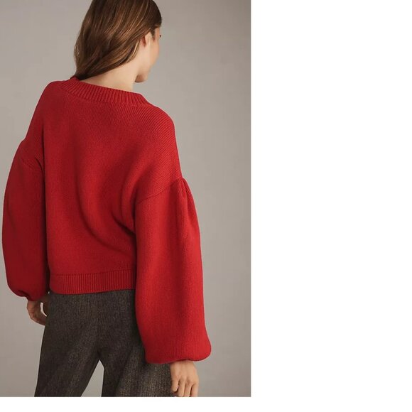 Anthropologie Maeve Graphic City Sweater size 2XS XXS new red color - Picture 4 of 6